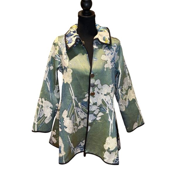 Women's I-Reversible Floral Reversible Swing Coat, Cotton Blend, Size Small, EUC - Picture 1 of 5